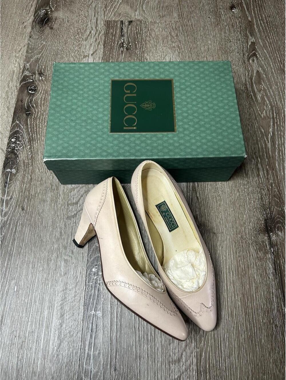 VINTAGE GUCCI Pink Leather Kitten Heels Size EU 35.5 US 5.5